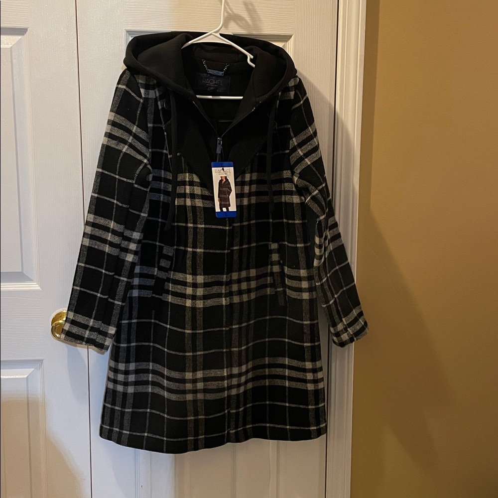 RACHEL Rachel Roy Black and Gray Plaid Kids Coat